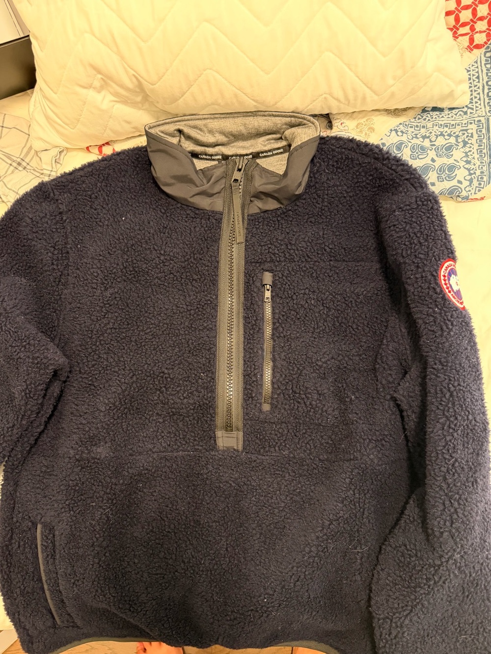 Canada Goose Navy Sherpa Half-Zip Pullover Jacket